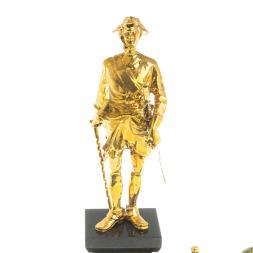 Каминные часы из бронзы "Петр 1 Великий" камень змеевик