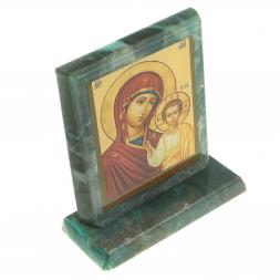 Икона настольная "Казанская БМ" камень змеевик 11,5х4,5х12 см
