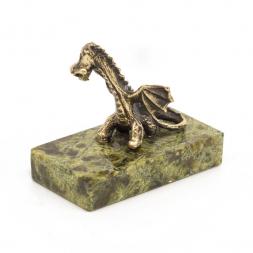 Фигурка из бронзы &amp;quot;Дракончик&amp;quot; на подставке из змеевика