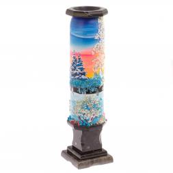 Каменная ваза &amp;quot;Зима&amp;quot; черный змеевик 8х8х29 см