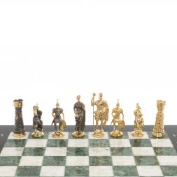 Настольные шахматы &amp;quot;Римские&amp;quot; бронза мрамор шабровский змеевик 40х40 см