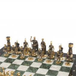 Настольные шахматы &amp;quot;Римские&amp;quot; бронза мрамор шабровский змеевик 40х40 см