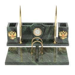 Настольный набор &amp;quot;Щит&amp;quot; из шабровского змеевика