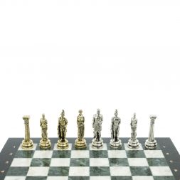 Шахматы "Атлас" доска 44х44 см из мрамора и змеевика