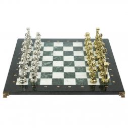Шахматы "Атлас" доска 44х44 см из мрамора и змеевика