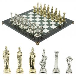 Шахматы "Атлас" доска 44х44 см из мрамора и змеевика