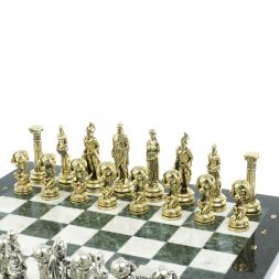 Шахматы "Атлас" доска 44х44 см из мрамора и змеевика