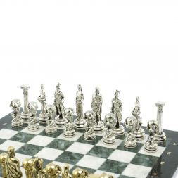Шахматы "Атлас" доска 44х44 см из мрамора и змеевика
