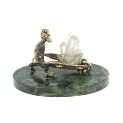 Статуэтка &amp;quot;Старатель с тачкой&amp;quot; из бронзы камень кварц