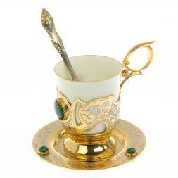 Кофейная пара &amp;quot;Малахитовая&amp;quot; фарфор 170 мл Златоуст
