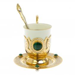 Кофейная пара &amp;quot;Малахитовая&amp;quot; фарфор 170 мл Златоуст