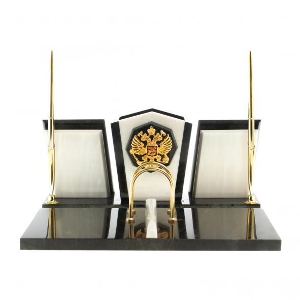 Настольный набор из мрамора &amp;quot;Галант&amp;quot; с гербом РФ 124260