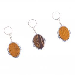 Складное зеркало брелок из змеиной яшмы овальное