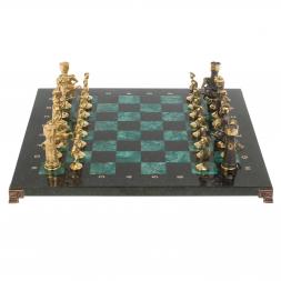 Настольные шахматы &amp;quot;Римские&amp;quot; бронза шабровский змеевик 40х40 см