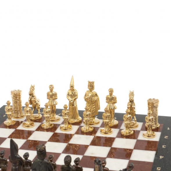 Шахматы из бронзы &amp;quot;Камелот&amp;quot; мрамор лемезит 40х40 см 126904