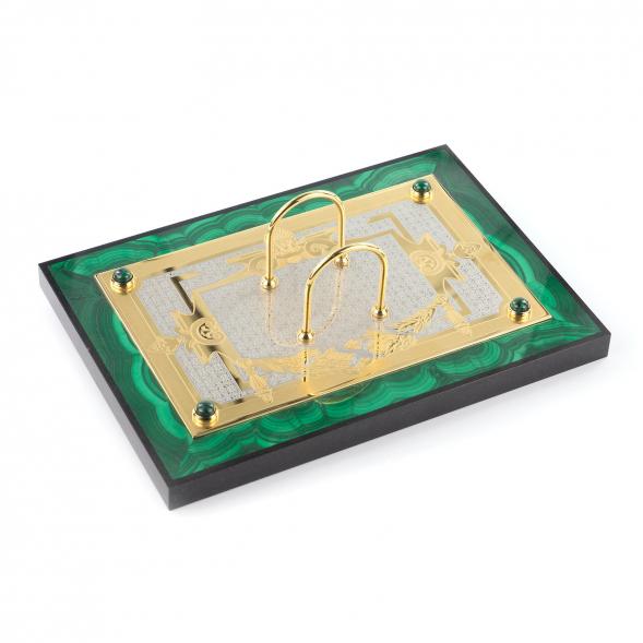 Настольный набор &amp;quot;Конь с попоной&amp;quot; из малахита Златоуст 119284