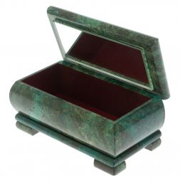 Шкатулка &amp;quot;Зимний рассвет&amp;quot; из змеевика 16х8х7,5 см