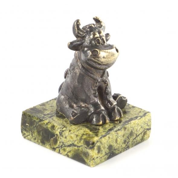 Сувенир &amp;quot;Бычок с подковой&amp;quot; бронза змеевик 116166