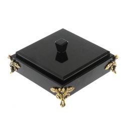 Шкатулка из черного обсидиана на ножках 12х12х5,5 см