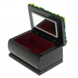 Шкатулка с иллюстрацией под малахит &amp;quot;Ящерица и самоцветы&amp;quot; змеевик 10х6,5х6 см