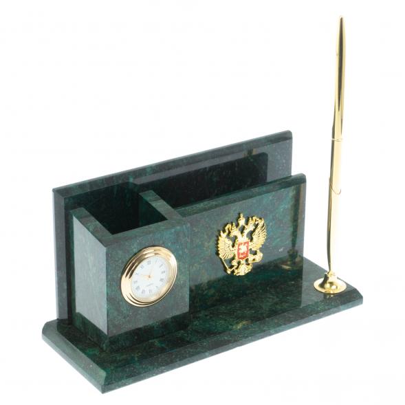Настольный мини-набор &amp;quot;Гербовый&amp;quot; камень змеевик 113485