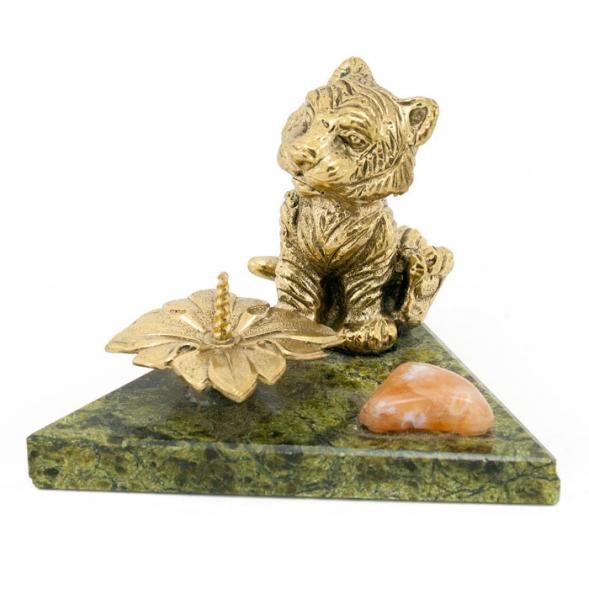 Подсвечник &amp;quot;Тигрена&amp;quot; бронза змеевик 116167