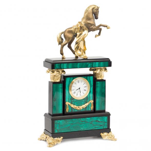Часы из малахита &amp;quot;Конь с попоной&amp;quot; 115041