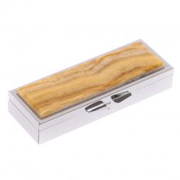 Таблетница на 3 отделения камень оникс цвет серебро