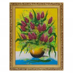 Картина из камня "Тюльпаны" багет 36х46 см