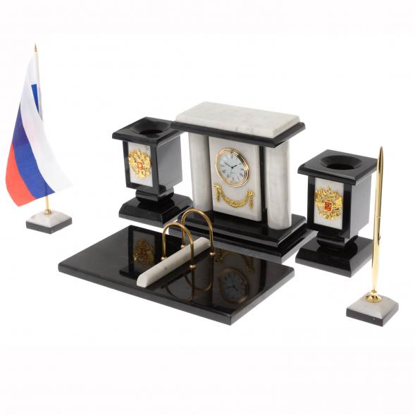 Настольный набор &amp;quot;Премьер&amp;quot; из белого мрамора 129960