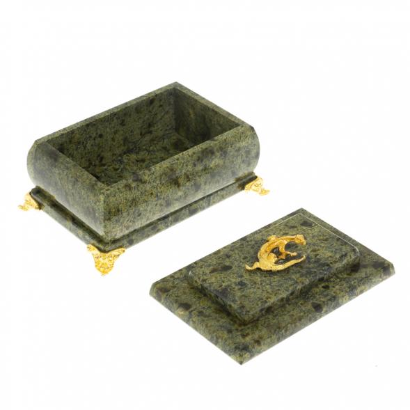 Шкатулка с зеркалом на ножках камень змеевик 10х7х6 см 112006