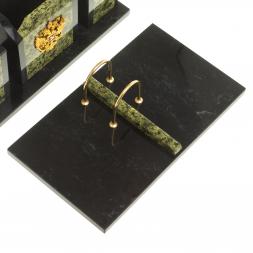 Настольный набор из змеевика &amp;quot;Грани&amp;quot; с гербом РФ