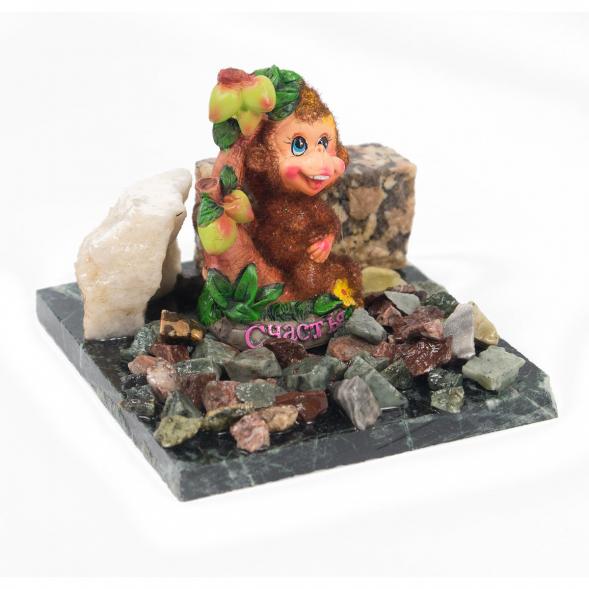 Сувенир &amp;quot;Обезьянка под деревом &amp;quot;Счастья №4&amp;quot; змеевик 116747
