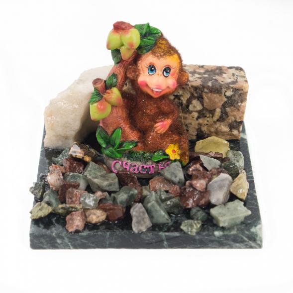 Сувенир &amp;quot;Обезьянка под деревом &amp;quot;Счастья №4&amp;quot; змеевик 116747