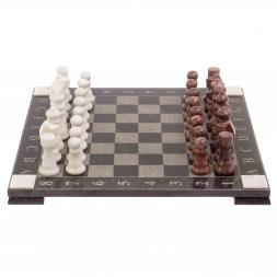 Шахматы с гравировкой &amp;quot;Турнирные&amp;quot; доска 36х36 см лемезит белый мрамор