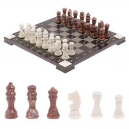 Шахматы с гравировкой &amp;quot;Турнирные&amp;quot; доска 36х36 см лемезит белый мрамор