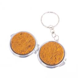 Складное зеркало брелок из змеиной яшмы круглое