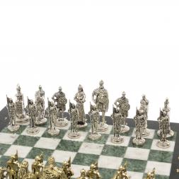 Подарочные шахматы "Русь" доска 40х40 см мрамор шабровский змеевик