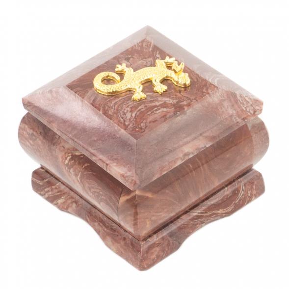 Шкатулка лемезит с ящерицей 7х7х6 см 120018