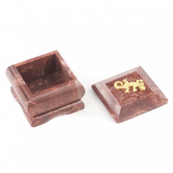 Шкатулка лемезит с ящерицей 7х7х6 см 120018