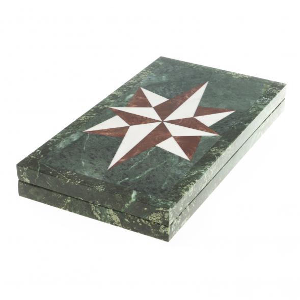 Каменные нарды &amp;quot;Звезда&amp;quot; белый мрамор / лемезит 120497
