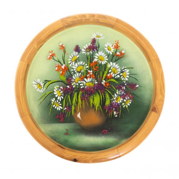 Тарелка декоративная &amp;quot;Полевые цветы в горшке&amp;quot; 40 см зелёный фон 122382