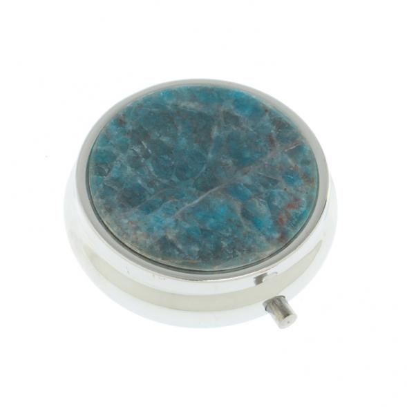 Таблетница на 3 отсека камень голубой апатит цвет серебро 123197