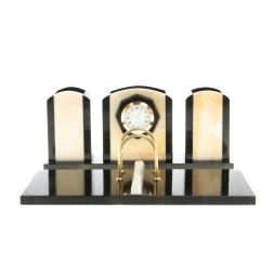 Настольный набор &amp;quot;Канцелярский&amp;quot; из мрамора с часами