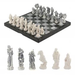 Шахматы &amp;quot;Русские народные сказки&amp;quot; доска из камня 44х44 см