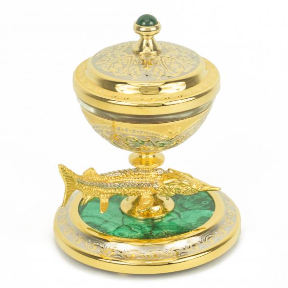 Икорница из малахита &amp;quot;Стерлядка&amp;quot; Златоуст 118678