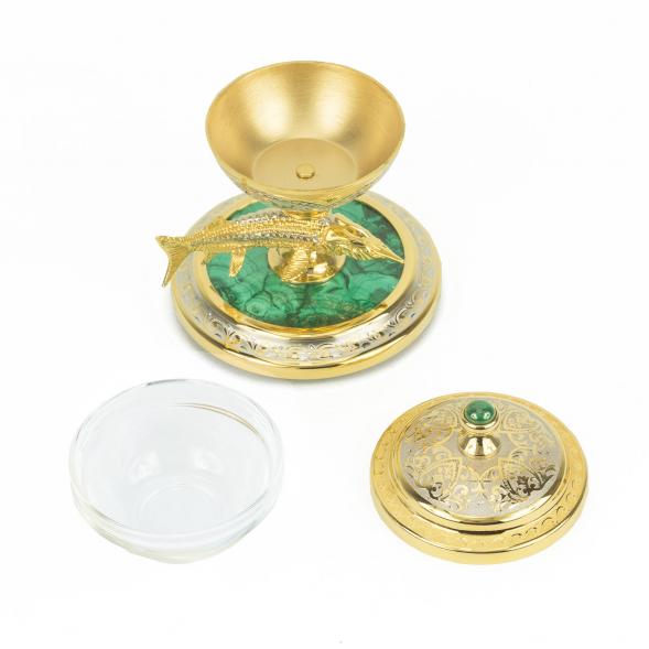 Икорница из малахита &amp;quot;Стерлядка&amp;quot; Златоуст 118678