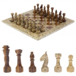 Каменные шахматы "Дебют" 38х38 см оникс ракушечник