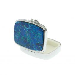 Таблетница на 2 отделения камень азурит цвет серебро