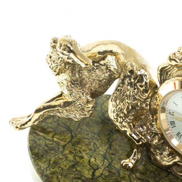Часы из бронзы &amp;quot;Русские борзые собаки&amp;quot; на подставке из змеевика 123381